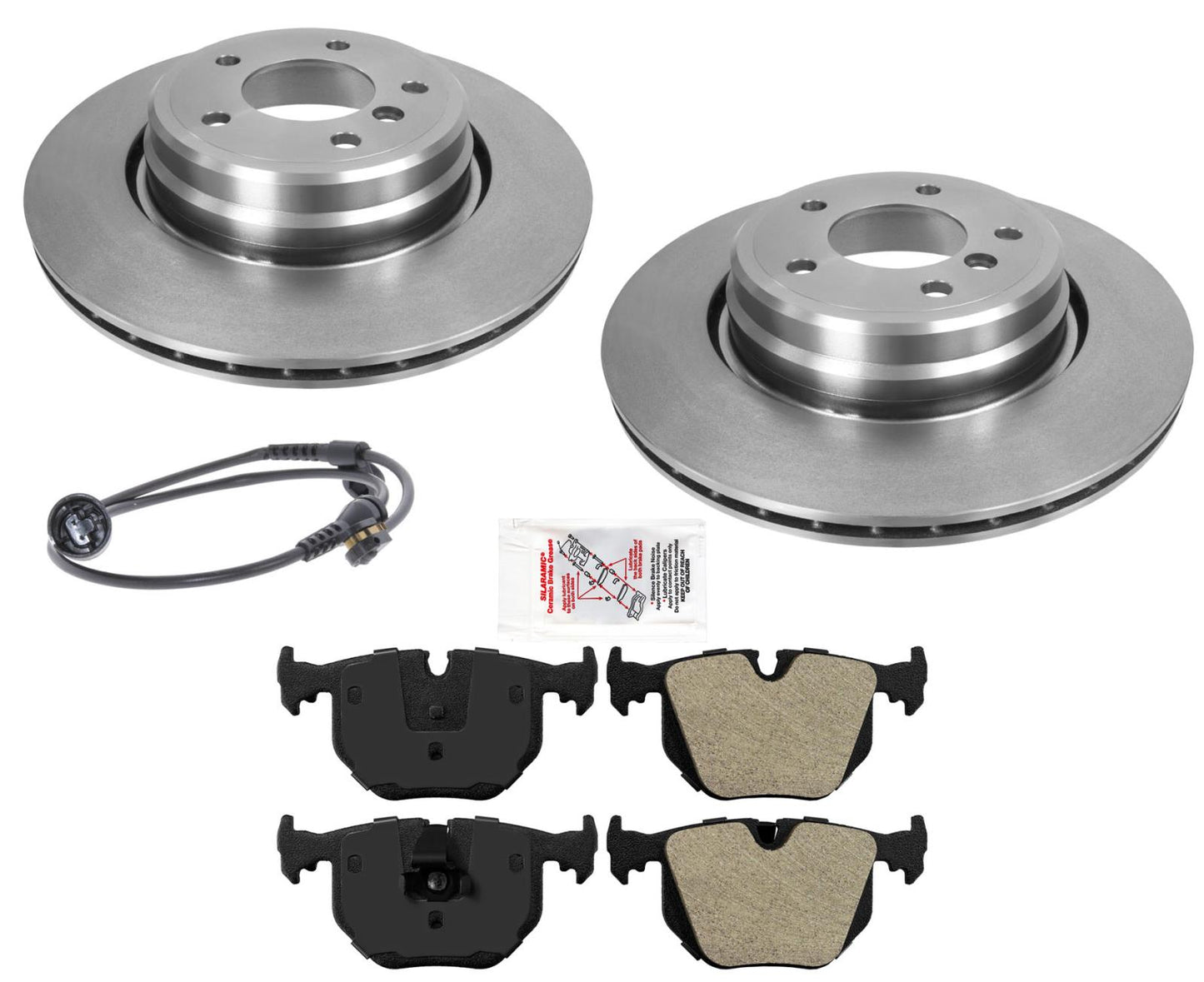 Rear Rotors & Metallic Brake Pads & Wear Sensor For BMW 750iL 1995-2001