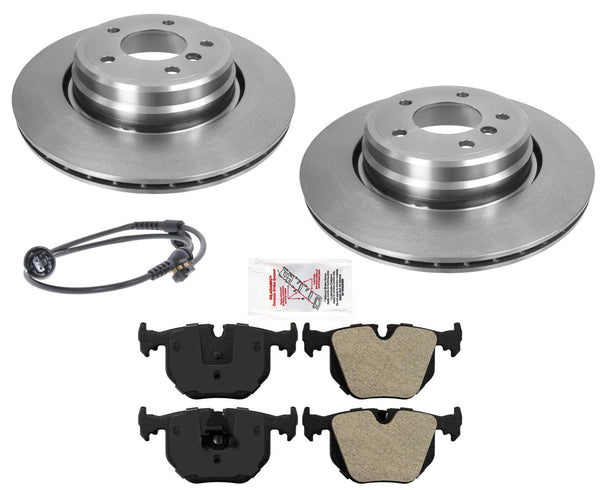 Fits 1995-2001 BMW 750iL Rear Rotors & Metallic Brake Pads & Wear Sensor