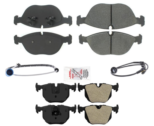 Fits 1995-2001 BMW 750iL Front & Rear Metallic Brake Pads & Wear Sensors