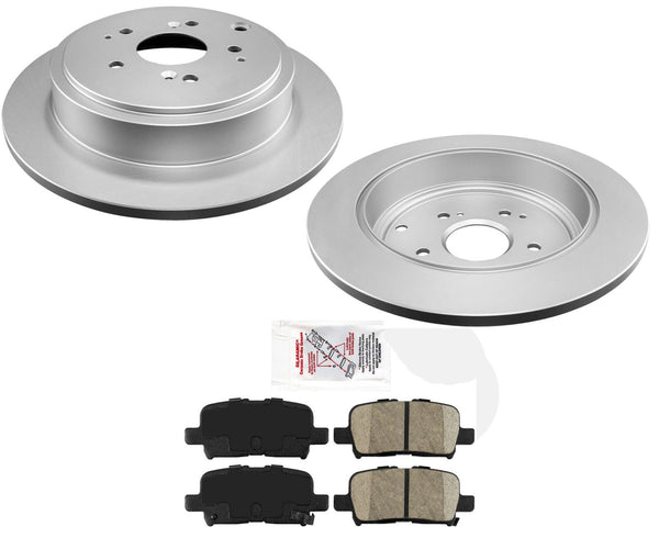 Fits 2003-2008 Honda Pilot Rear Coated Brake Rotors & Ceramic Brake Pads