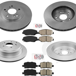 Fits 2003-2008 Honda Pilot Front & Rear Brake Disc Rotors & Ceramic Brake Pads