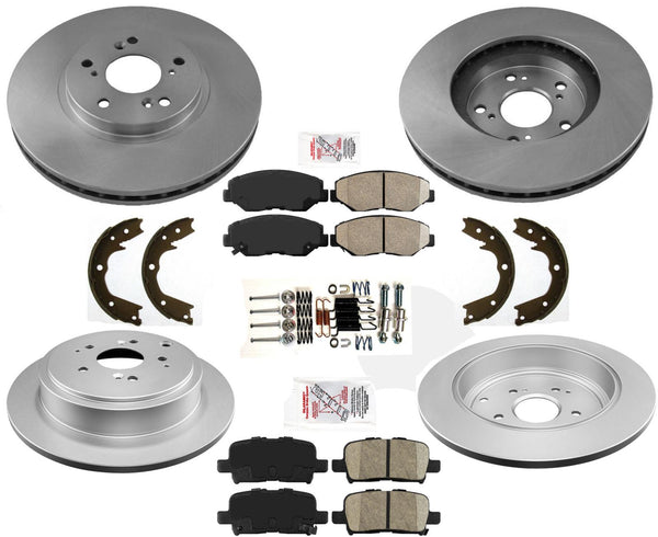 Front Rear Brake Rotors Ceramic Brake Pads & Brake Shoes For Honda Pilot 2003-08