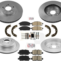 Fits 2003-2006 Acura MDX Front & Rear Brake Rotors & Ceramic Pads Parking Shoes