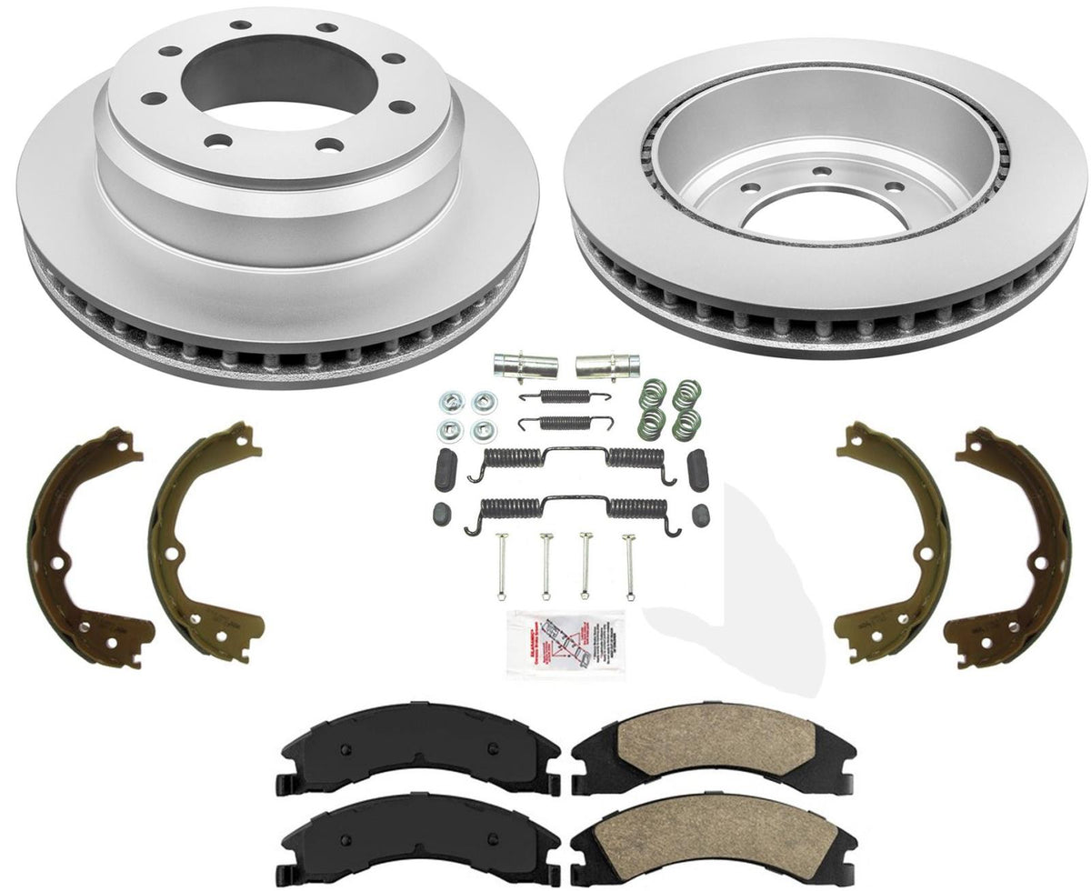 Rear Coated Brake Rotors Pads Parking Shoes Hardware Fits Ford E150 2008-2014 - Photo 1