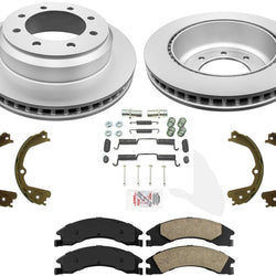 Pastillas de rotores de freno con revestimiento trasero, herrajes para zapatos de estacionamiento para Ford E150 2008-2014