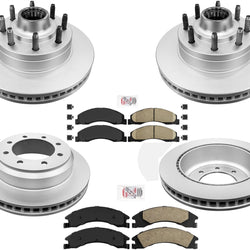 Front & Rear Brake Rotors & Ceramic Pads For 08-2014 Ford E150 E150 E250 E-250