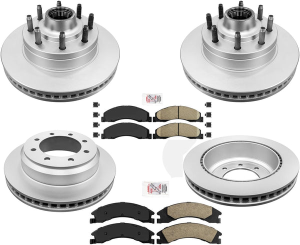Rotores de freno delantero y trasero y pastillas de cerámica para Ford E150 E150 E250 E-250 08-2014
