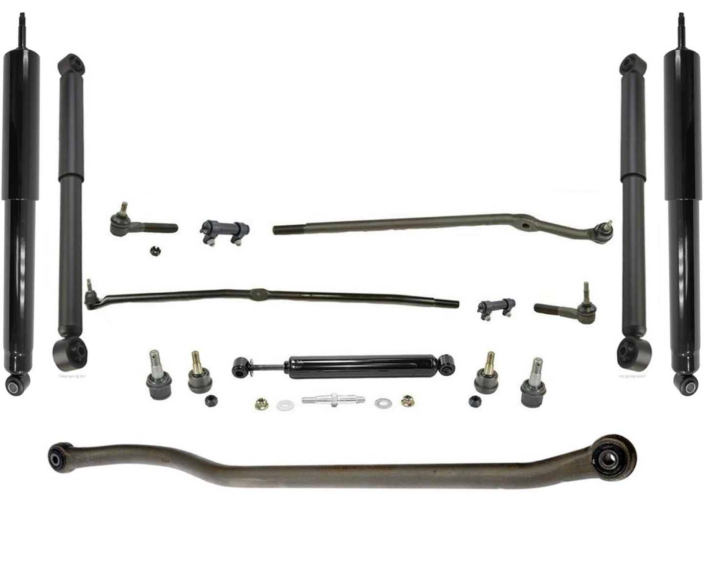 Kit de dirección y amortiguadores de barra de acoplamiento de arrastre, 16 piezas para Ram Pick Up 03-07 4x4 2500 3500
