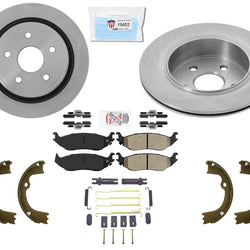 Rear Premium Disc Brake Rotors Pads Hardware Fits for 2006-2018 Ram 1500