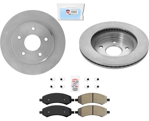 Front Premium Disc Brake Rotors Pads Hardware Fits for 2006-2018 Ram 1500