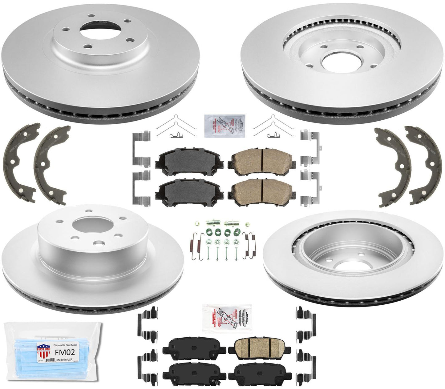 Coated Disc Brake Rotors Ceramic Brake Pads Fits for 2019-2021 Nissan Maxima