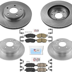 Rotores de freno de disco Ameri Pastillas de freno de cerámica Hardware para Nissan Altima 07-10 6 piezas