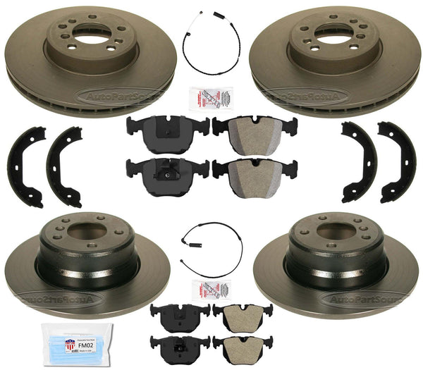 Front & Rear Carbon Brake Rotors Pads w/ hardware for 2000-2006 BMW X5 3.0 4.4L