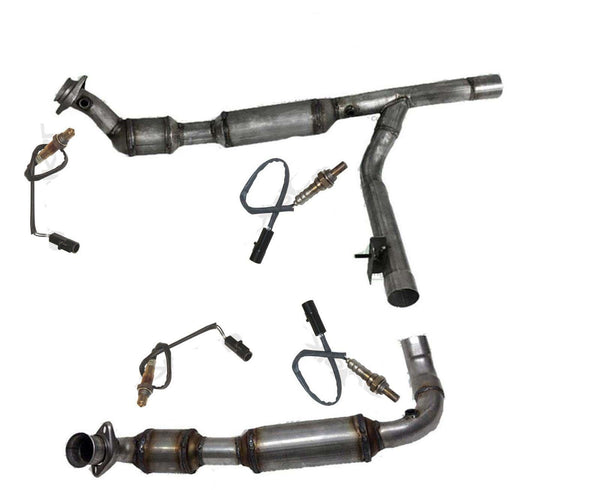 For 01-03 Ford F150 5.4L 4 Wheel Drive Eng Y Pipe 4 Catalytic Converters Sensors