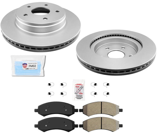 Front Coated Disc Brake Rotors Pads Hardware For 2006 2007 2008 17 2018 RAM 1500