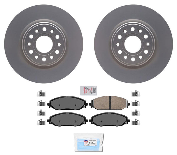 Front Coated Disc Brake Rotors & Brake Pads W/ Hardware For 2019-2024 RAM 1500