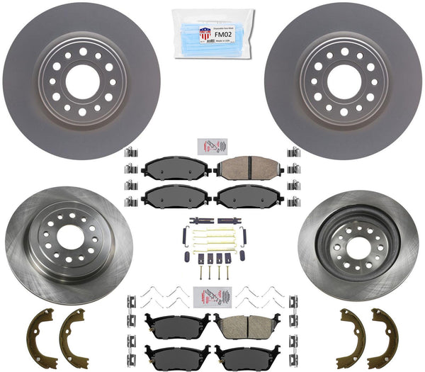 Front & Rear Coated Disc Brake Rotors Pads Hardware Fits for 2019-2021 Ram 1500