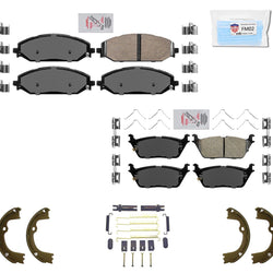 Front & Rear Ceramic Brake Pads Hardwar Parking Shoes Fits 2019-2021 Ram 1500