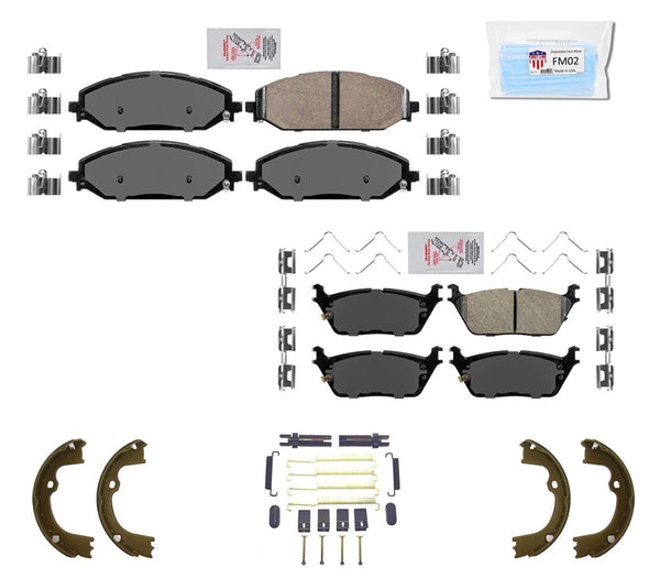 Front & Rear Ceramic Brake Pads Hardwar Parking Shoes Fits 2019-2021 Ram 1500