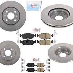 Front & Rear Brake Rotors Ceramic Brake Pads For 12-2017 Fiat 500 1.4L Non Turbo