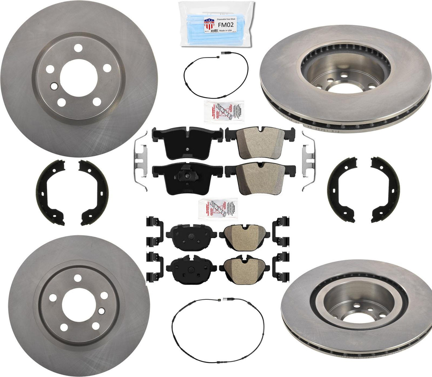 Rotores de freno de disco Frt &amp; Rr, pastillas de freno, sensores de hardware para BMW X3 2011-2017