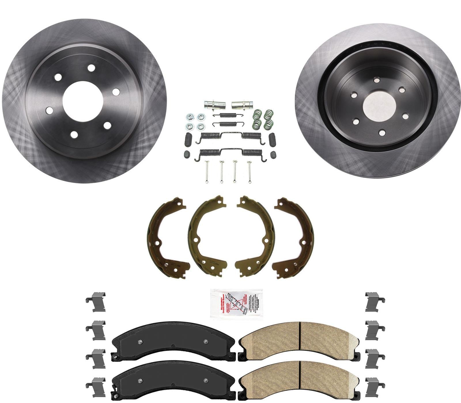REAR Fleet Pads w Hardware & Disc Brake Rotors for 2016-2021 Nissan Titan XD