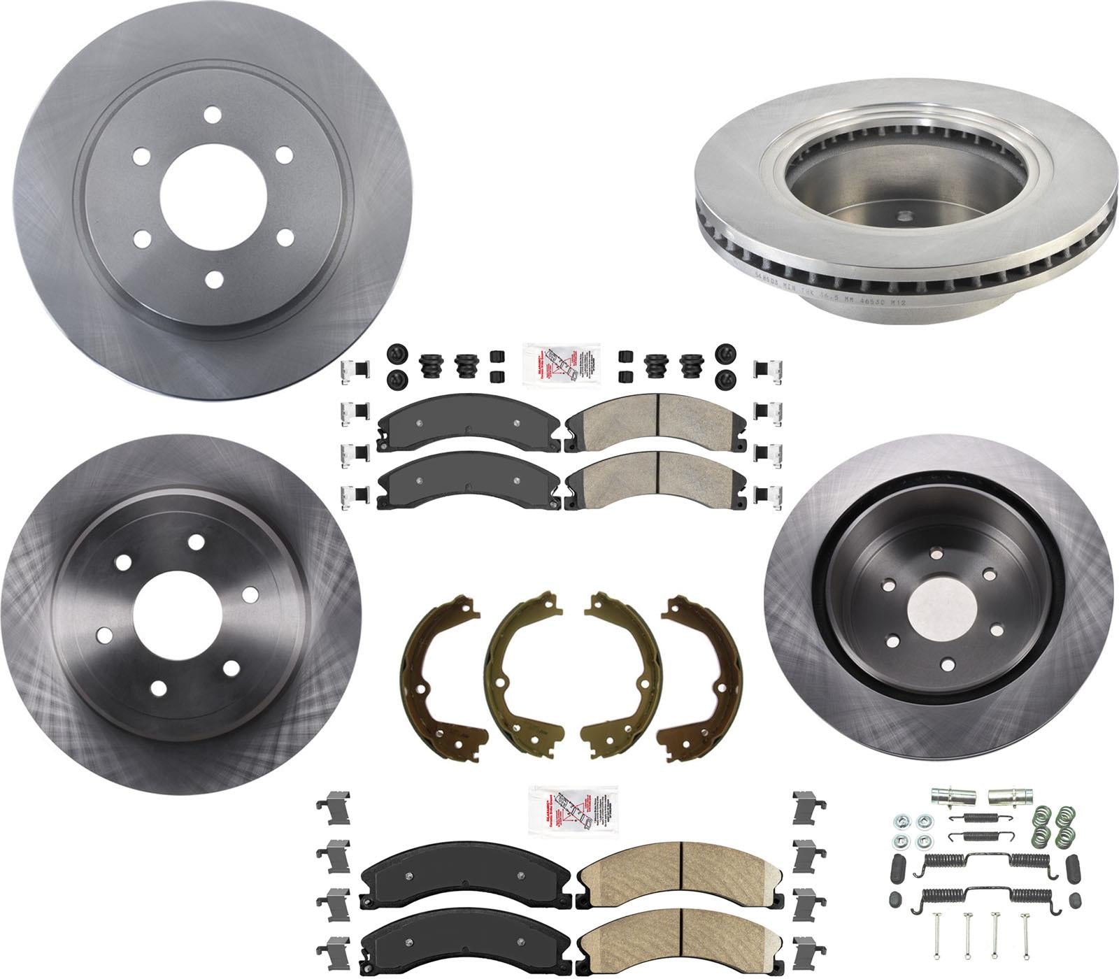 Pastillas de flota delanteras y traseras con hardware y rotores de freno de disco para Nissan Titan XD 2016-2023 - Photo 1