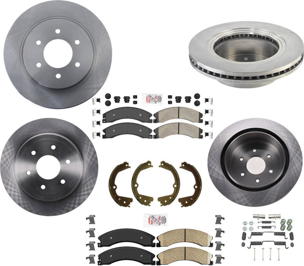 Frt & Rr Fleet Pads w Hardware & Disc Brake Rotors for 2016-2023 Nissan Titan XD