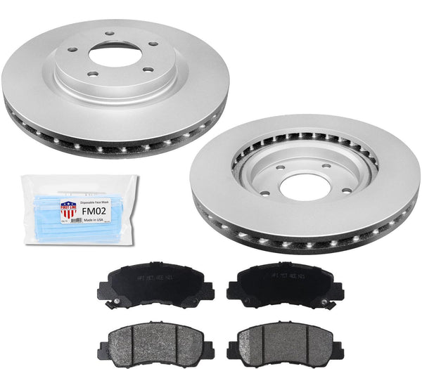 Front Coated Disc Brake Rotors Ceramic Brake Pads Fits 18-19 Eclipse Cross