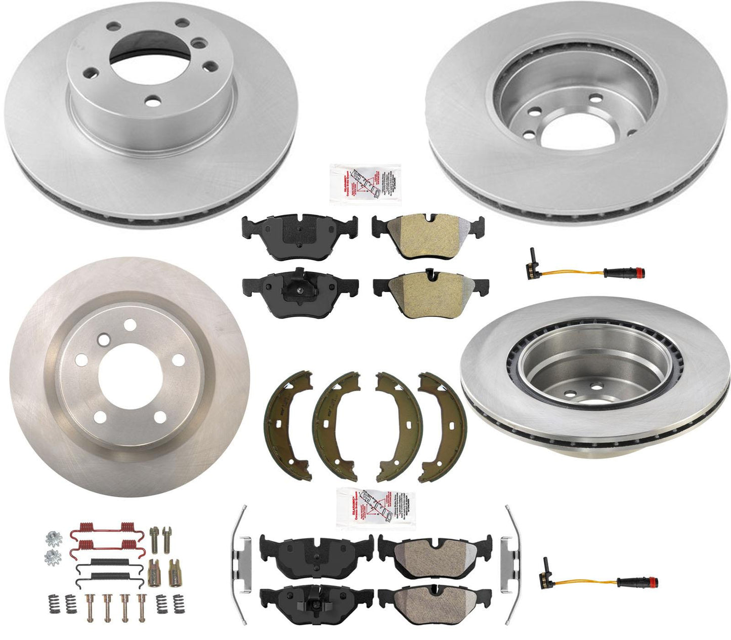 Front & Rear Brake Rotors & Ceramic Pads Sensors for 08-2013 BMW 128i
