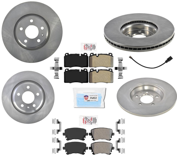 Front & Rear Brake Rotors Brake Pads Sensor for Audi Q5 2.0L Turbo 2013-2017