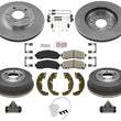 Se adapta a 05-06 Equinox Torrent 02-07 Vue Disco delantero Tambores de freno trasero Zapatas Hardware