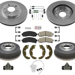 Se adapta a 05-06 Equinox Torrent 02-07 Vue Disco delantero Tambores de freno trasero Zapatas Hardware