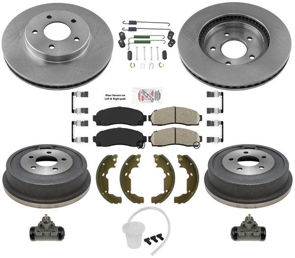 Se adapta a 05-06 Equinox Torrent 02-07 Vue Disco delantero Tambores de freno trasero Zapatas Hardware