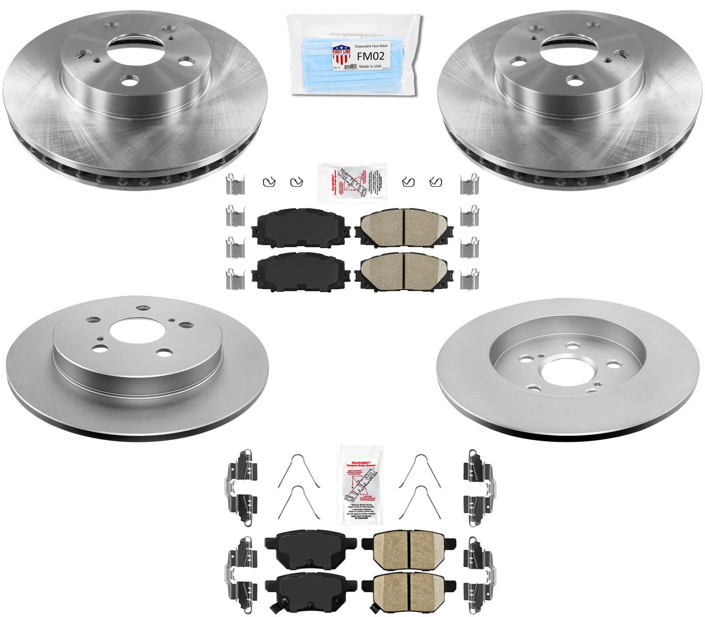 Disc Brake Rotors Brake AmeriBrake Pads Hardware Fits for 2010-2015 Toyota Prius