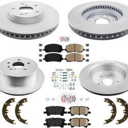 Fits 2004-07 Toyota Highlander Coated Brake Rotor Brake Pads Parking Shoes