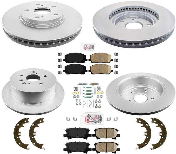 Fits 2004-07 Toyota Highlander Coated Brake Rotor Brake Pads Parking Shoes