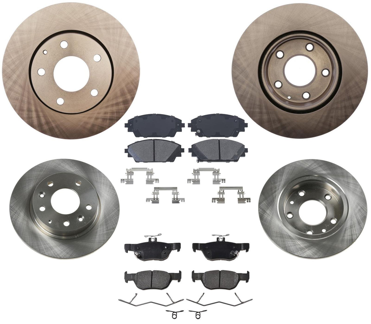 Ft & Rr Disc Brake Rotors Pads Hardware Fits Front Wheel Drive 2019-2022 Mazda 3
