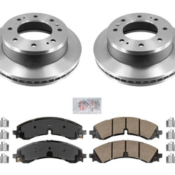 Coated Front Disc Brake Rotors Pads Hardware For 2020-2024 GMC Sierra 2500HD