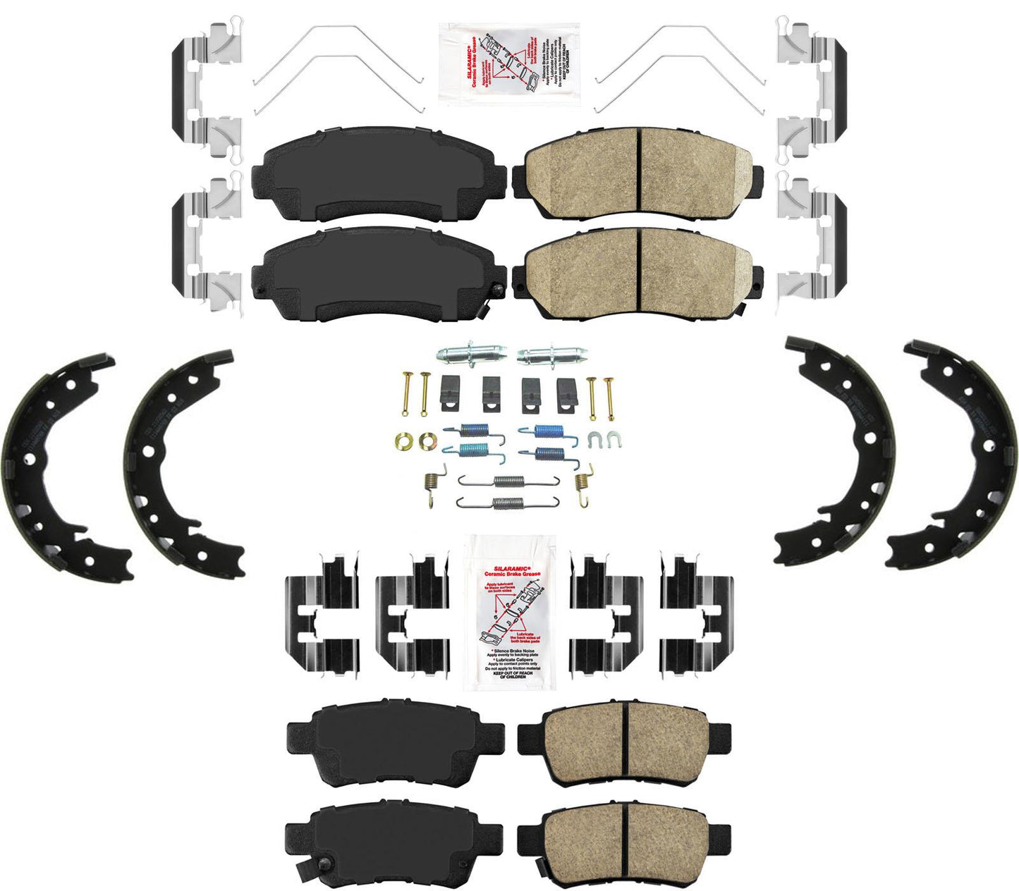 AmeriBrake Pastillas de freno de cerámica Hardware de estacionamiento para Honda Odyssey 2005-2010