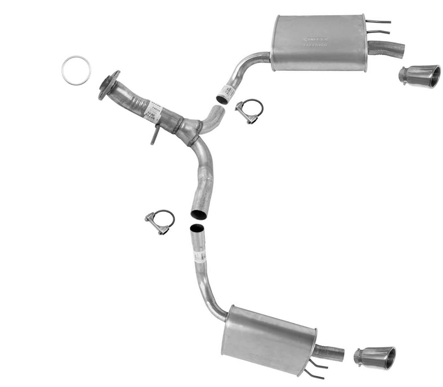 Dual Muffler with Chrome tips Y pipe Fits for 13-17 Honda Accord 3.5L Sedan