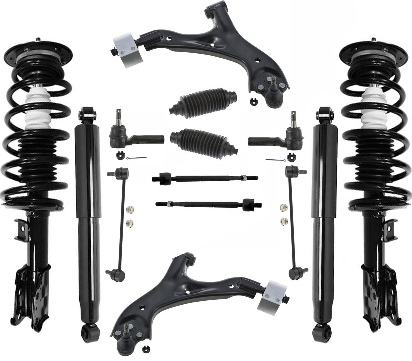 Se adapta a Chevrolet Equinox 05-06, resortes helicoidales, brazos de Control, bujes, bola J