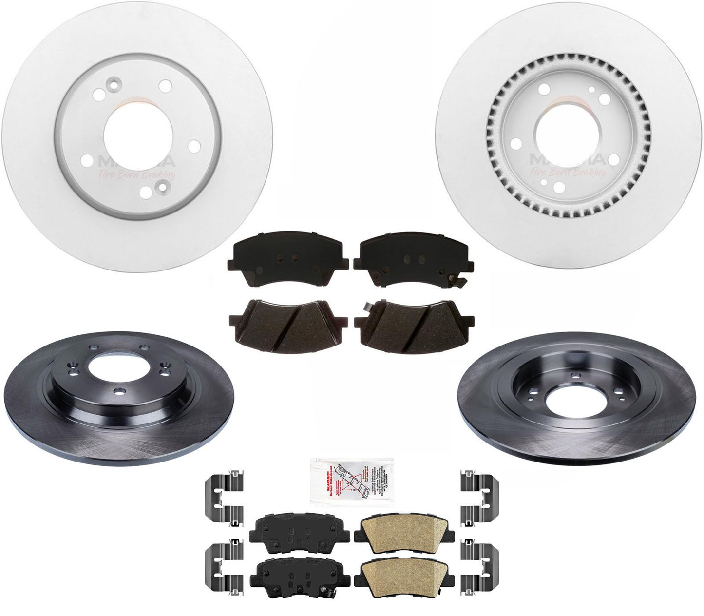Rotores de freno de disco con revestimiento delantero, pastillas de cerámica para Hyundai Ioniq Electric 17-22, 6 piezas