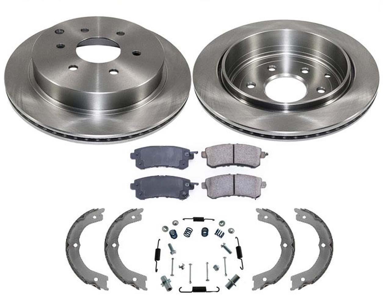 Rotores traseros Pastillas de freno Zapatas de freno Kit de resorte de 5 piezas 2014-2019 para Infiniti QX80