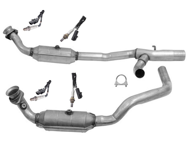For 2009-2014 Ford E150 E250 5.4L Engine Y Pipe W Catalytic Converter O2 Sensors