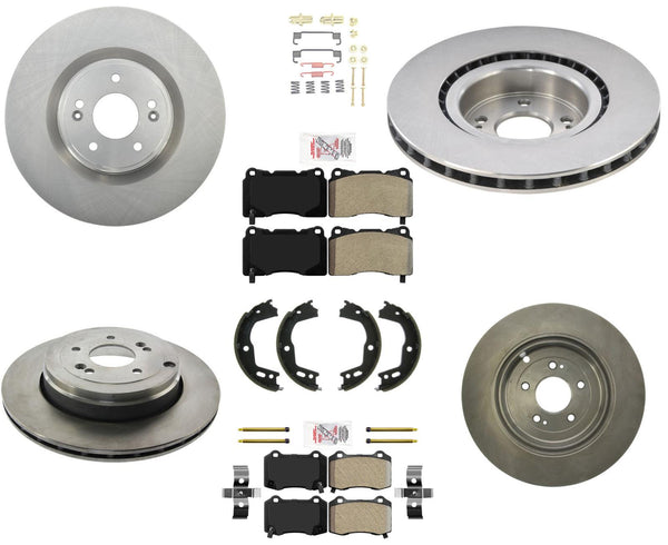 Rotores de disco Ameri Pastillas de freno Brembo 4 pistones para Hyundai Genesis Coupe 10-16 8 piezas