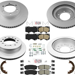 Coated Disc Brake Rotors Pads Parking Shoes Fits for 2003-2009 Lexus GX470