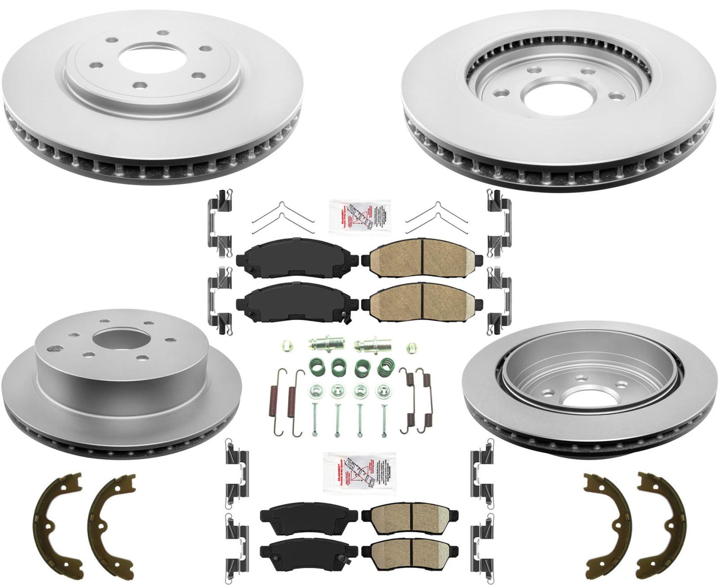 Disc Brake Rotors Ceramic Pads Parking Shoes 8pc for Nissan Xterra Brake 05-15