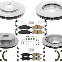 Rotores de freno de disco, pastillas de cerámica, zapatos de estacionamiento, 8 piezas para freno Nissan Xterra 05-15