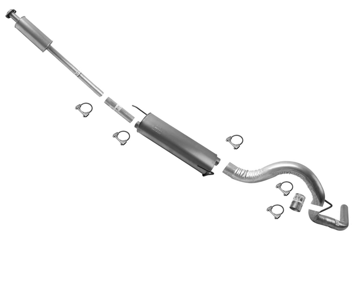 Resonator Pipes Muffler Tail Pipe For 15-2020 Ford F150 3.5L with 163" Wheelbase